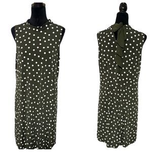 Signature by Robbie Bee Olive Green Polka Dot A-Line Dress Sz L Excellent Cond.